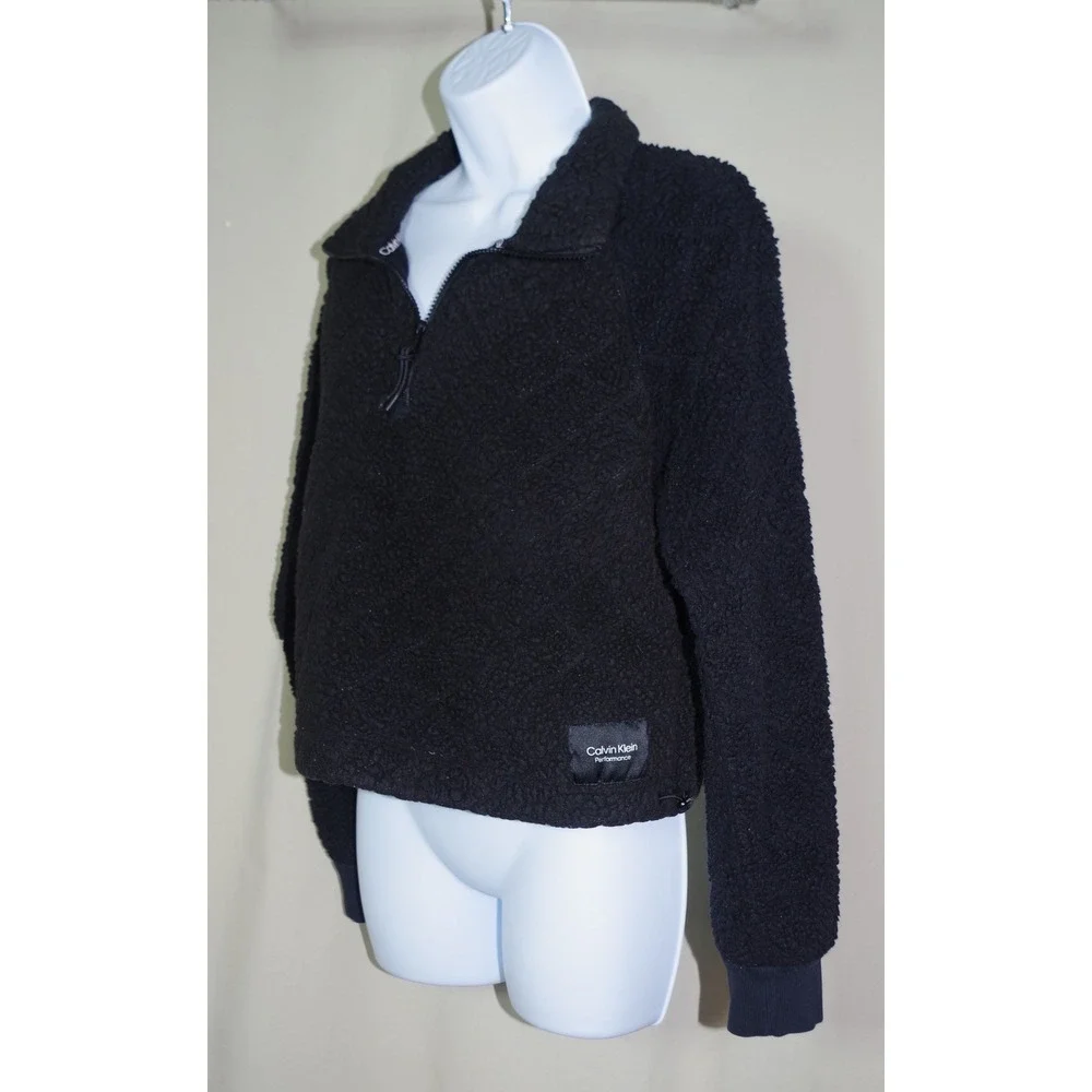 Calvin Klein Performance Women Medium Black Sherpa Fleece Quarter Zip Pullover